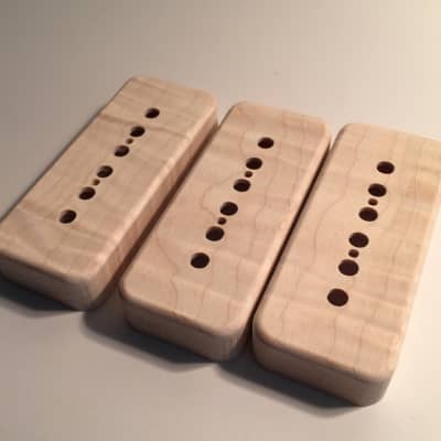 Guilford  Flame Maple P-90 Pickup Cover - Fits Gibson Lollar pickups - Set of 3  Natural Finish image 2