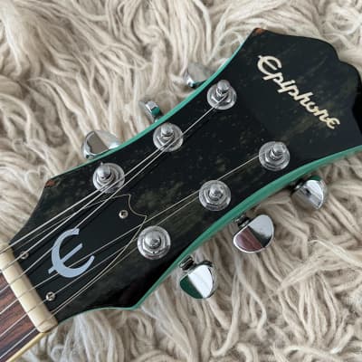 1999 Epiphone Casino Turquoise TQ Hollow Body Electric Guitar MIK P-90s Peerless w/ Case image 8