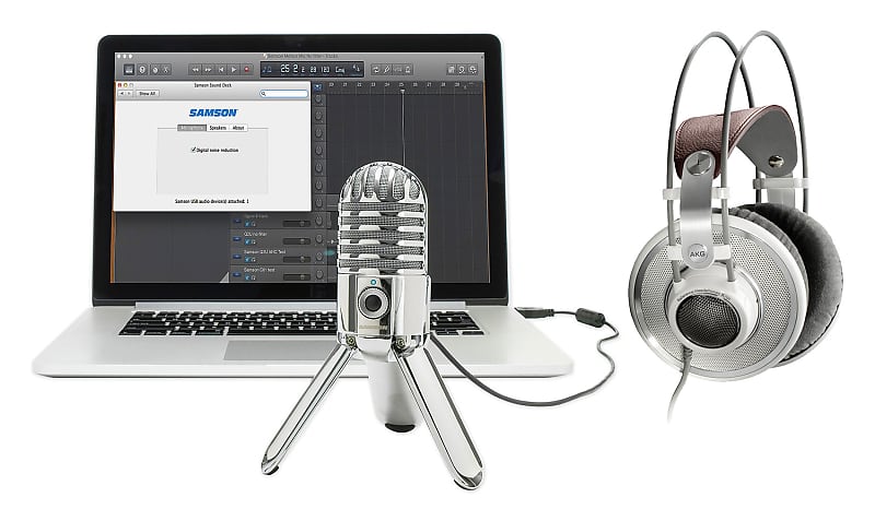 AKG K701 Premium Open-Back Studio Reference Headphones+Samson Recording Mic  			