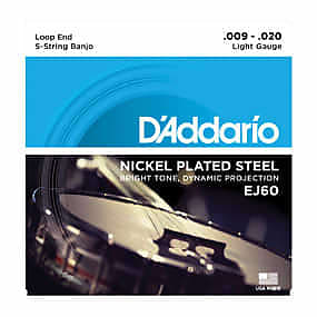D'Addario EJ60 5-String Nickel Light 9-20 Banjo Strings image 1