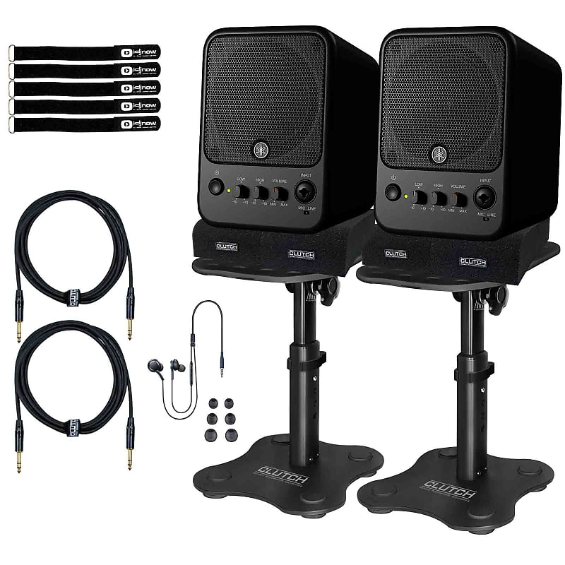 Yamaha Pro Audio MS101-4 Powered Active Studio Monitors Pair w Desk Stands