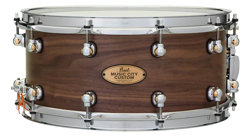 Pearl Music City Custom Solid Walnut 14x6.5 Snare Drum HAND-RUBBED NATURAL MCC image 1