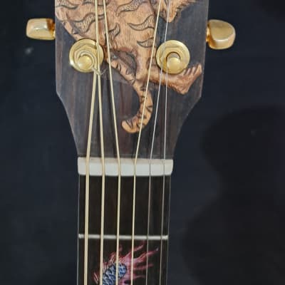 Blueberry NEW IN STOCK Handmade Acoustic Guitar TIgers and Dragons image 7