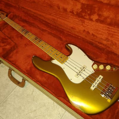 1981 Fender Collector's Series Gold Jazz Bass Player-Worn & Well-Played! With Tweed Case! Sweet Bass image 1