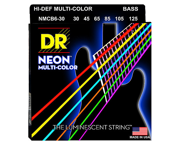 DR NMCB6-30 Hi-Def Coated Neon 6-String Bass Strings - Medium Light (30-125) image 1