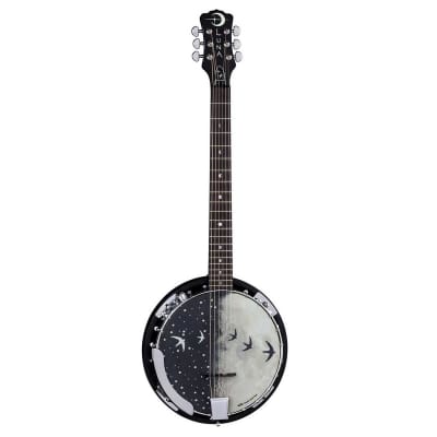 Luna Moonbird 6-String Acoustic Banjo with Single Humbucker Pickup, 21 Frets, C Shape Neck, Rosewood Fingerboard, Black Satin image 5