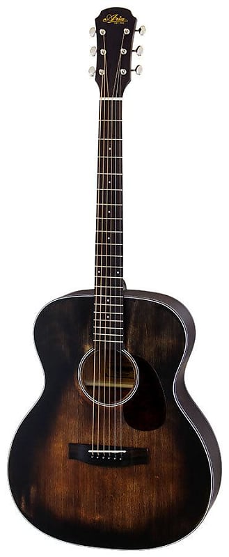 Aria Delta Players Series OM Acoustic Guitar in Muddy Brown Finish image 1