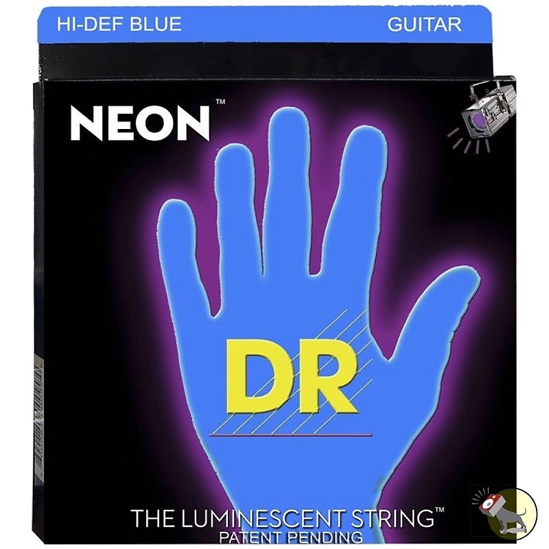 DR Strings Hi-Def Neon Blue Colored Electric Guitar Strings: Medium 10-46 image 1