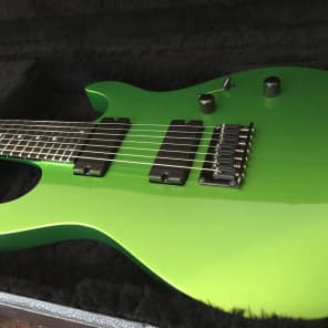 2012 Carvin DC700 7 string guitar Radiation Green with official hardshell case. Excellent condition! image 3