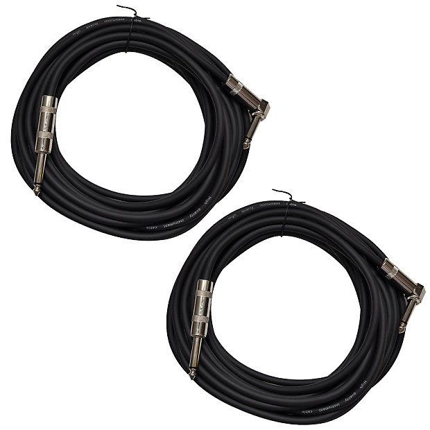 Seismic Audio SAGC20R-BLACK-2PACK Straight to Right-Angle 1/4" TS Guitar/Instrument Cables - 20" (Pair) image 1
