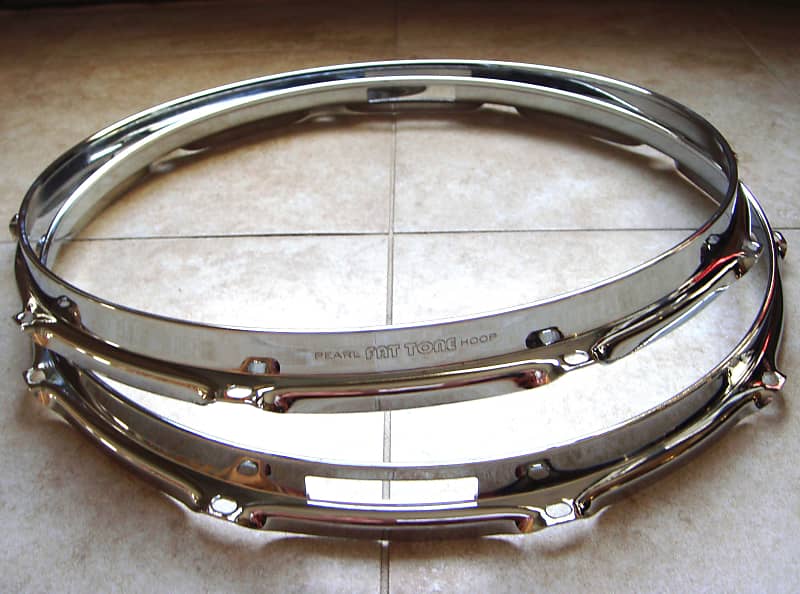 Pearl FH1410 + FH1410S Fat Tone 14" 10-lug steel snare drum hoops rims (pair) Free Shipping! image 1