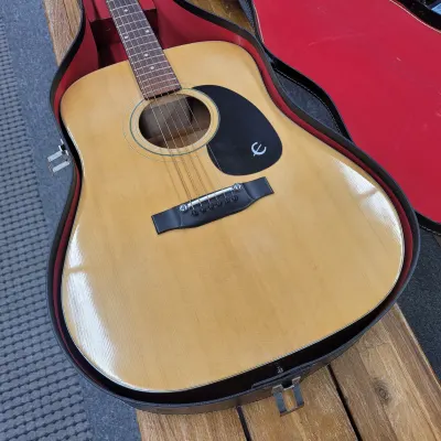 Epiphone FT-140 Dreadnought Acoustic With Case 1972 Natural MIJ image 2