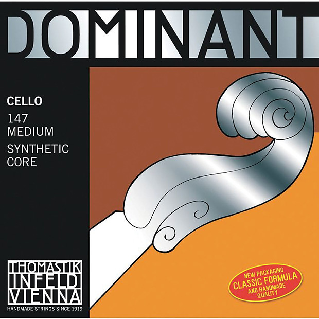 Thomastik-Infeld 147 Dominant Chrome Wound Synthetic Core 4/4 Cello String Set - Medium image 1
