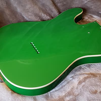 My Last Poplar body, bound on top and back in Kermit green made for a Tele neck. image 7