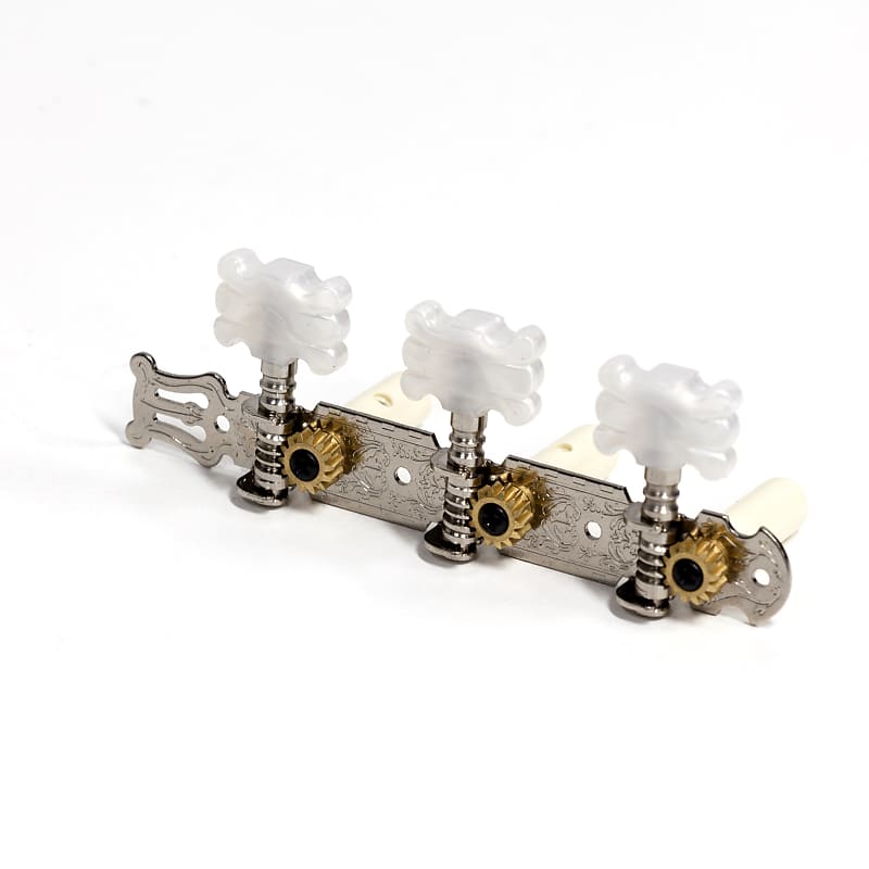 Crossfire Acoustic Guitar Machine Head Set (Nickel with Fancy Reverb