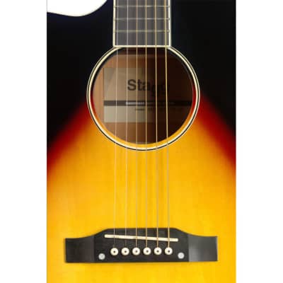 STAGG Cutaway acoustic-electric Slope Shoulder dreadnought guitar sunburst lefthanded model image 6