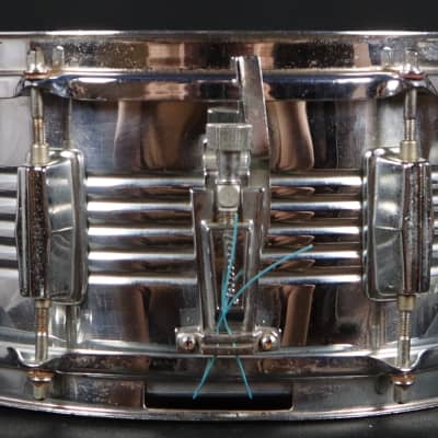 Vintage Ludwig Rocker 14" x 5" Ribbed Steel Snare Drum 8-Lug Percussion image 2