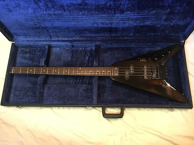 Cort Steinberger Flying V Headless Electric Bass Guitar w Hard Shell Case RARE