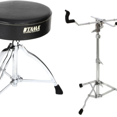 Tama HT130 Standard Drum Throne Bundle with Tama HS50S The Classic Series Snare Stand Single Braced Reverb