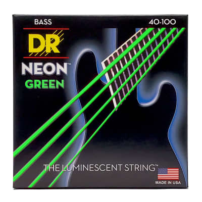 DR NGB-40 HiDef Neon Coated 4 string Lite Bass Strings 40-100 - Neon Green image 1