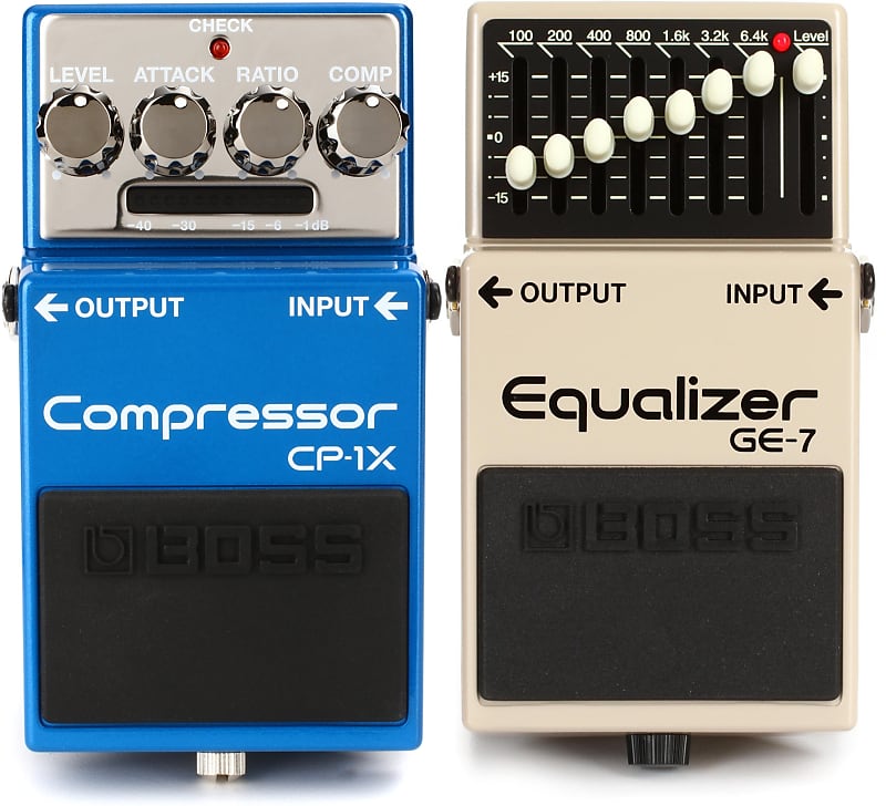 Boss CP-1X Compressor Pedal Bundle with Boss GE-7 7-band EQ Pedal