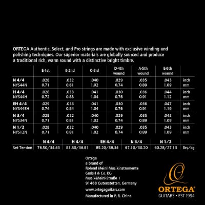 ORTEGA NYS34N Custom Made 3/4 Classical Guitar Select String Set Normal image 2