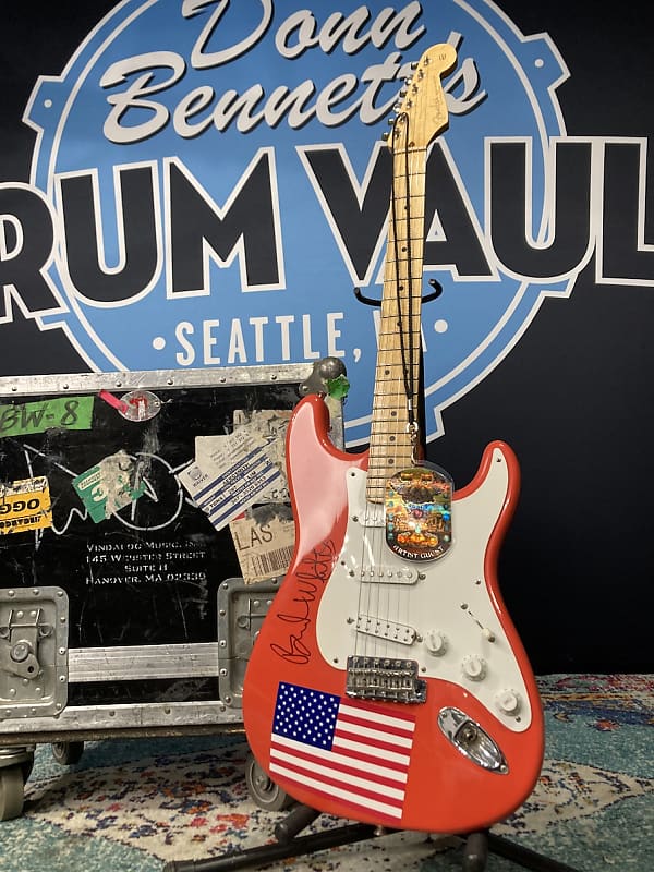 Fender Brad Whitford’s Aerosmith, Larry Brooks Custom Stratocaster, Autographed! Authenticated! (BW2 #22) 1990s - Fiesta Red, American Flag image 1