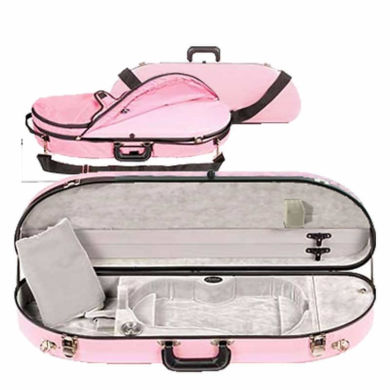 Bobelock Fiberglass Half-Moon Suspension Violin Case Pink/Gray