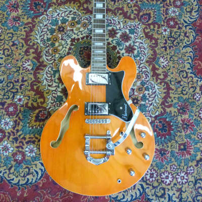 Hartwood Revival Vibrato Semi Acoustic Guitar, Burnt Orange image 1