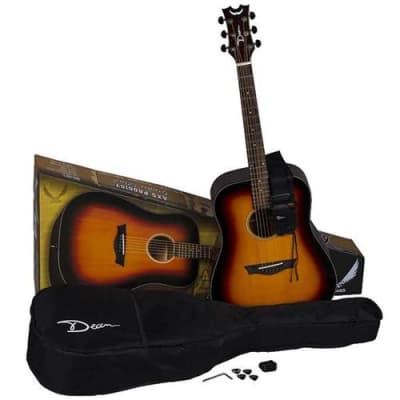 Dean Guitars AXS Prodigy Acoustic Electric Guitar Pack, Tobacco Sunburst with Deluxe Gigbag, Clip-On Tuner, Strap, 4x Picks image 5