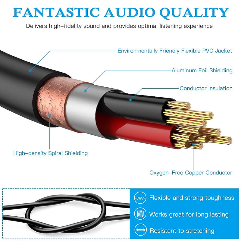 for Camera Aluminum Foil Shield Male To Male Mic Cable Audio Cable 3.5mm  Jack To Mini XLR 6.35mm Adapter Cord 30CM 