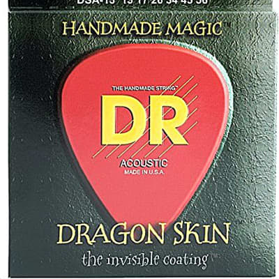 DR Strings Dragon Skin Coated DSA-13 Phosphor Bronze Acoustic Guitar Strings 13-56 image 1