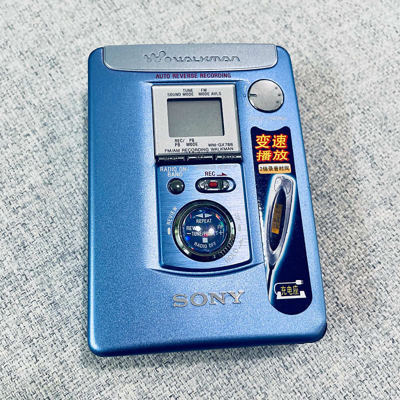 SONY Radio Cassette WALKMAN WM-GX200 blue 2Way Speaker Refurbished