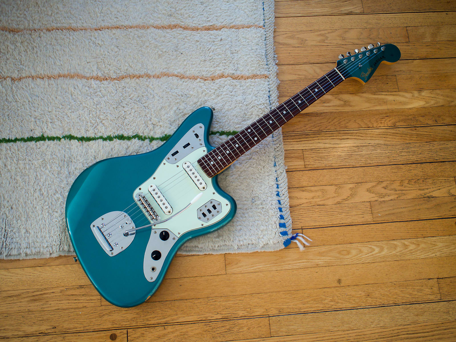 Sold 1999 CIJ Fender Jaguar JG 66 Ocean Turquoise Metallic Matching Headstock The Gear Page