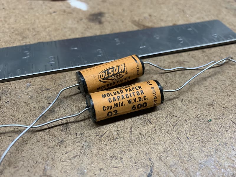 Matched Pair 2x 0.022uF 22nF 600v Olson Molded Paper Foil Reverb