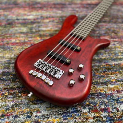 Warwick German Pro Series Streamer LX-5 String Bass - Burgundy Red Transparent Satin / Cherry Body image 8