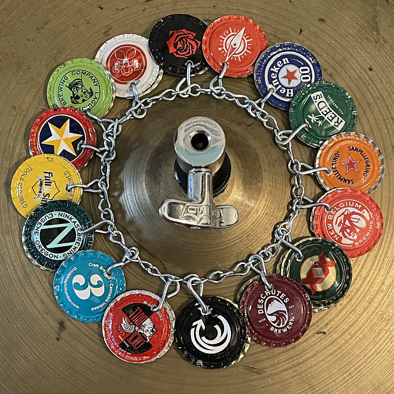 Upcycled Percussion - Bottle Cap Ching Ring - Hi Hat Tambourine - Multicolor image 1