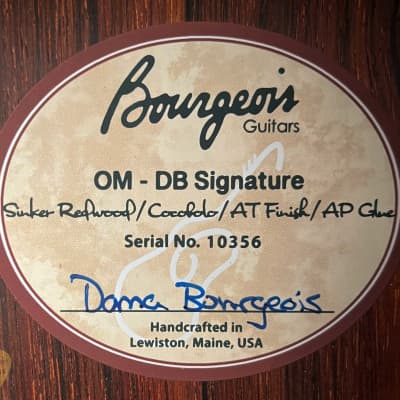 Bourgeois OM DB Signature - Sinker Redwood & Cocobolo image 23