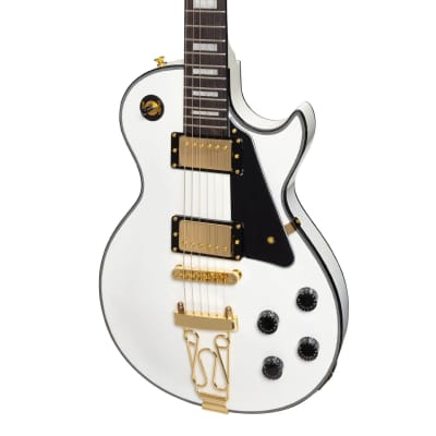 J&D Luthiers LP-Custom Style Electric Guitar | White/Trapeze Tailpiece image 4