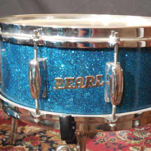 VINTAGE 1960s PEARL 4 pc BLUE SPARKLE DRUM KIT WITH HARDWARE (ALL ORIGINAL) image 7
