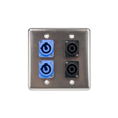 OSP Q-4-2PCA2SP Quad Wall Plate w/ 2 Powercon A and 2 Speakon image 1