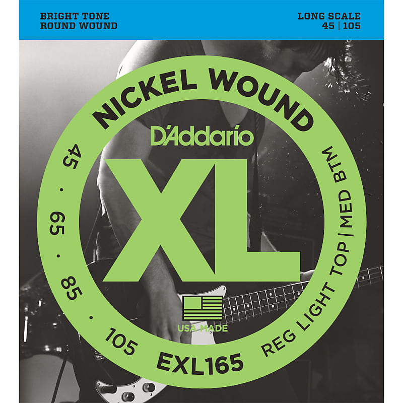 1 Set D'Addario EXL165 Regular Light Top Medium Bottom Bass Guitar Strings 45-105 image 1