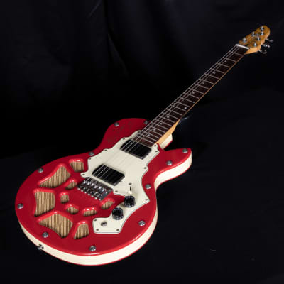 Used Red Lindert Conductor Model Signed by Rick Derringer Electric Guitar W/ Bag image 3