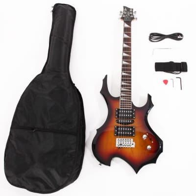 Glarry Flame Shaped Electric Guitar with 20W Electric Guitar Sound HSH Pickup Novice Guitar image 11