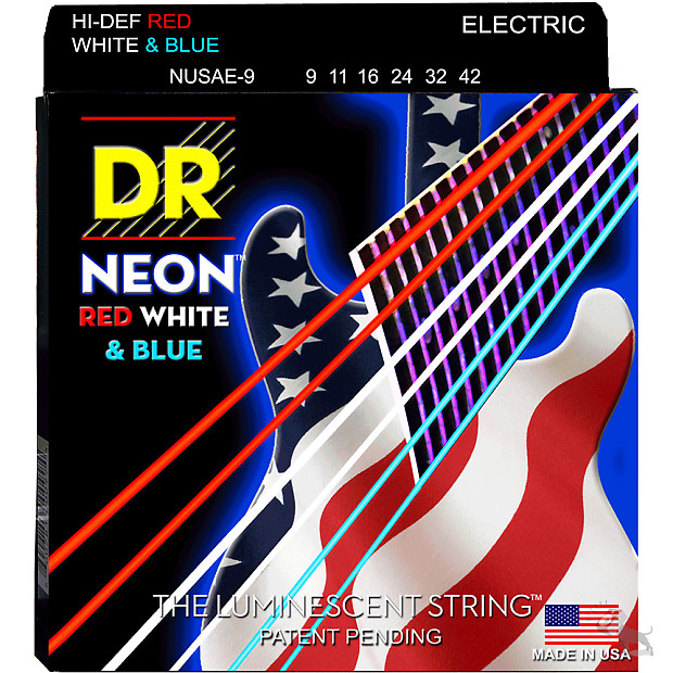 DR NUSAE-9 Neon Hi-Def Electric Guitar Strings - Light (9-42) image 1