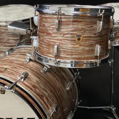 Ludwig 20/12/14/4x14" Downbeat Transition Badge Drum Set - Pink Oyster. Finest Known image 8