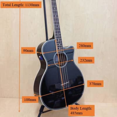4-String Electric-Acoustic Bass Guitar,EQ,Black+Bag 3/4 Size Haze FB-711 BCEQ/BK image 2