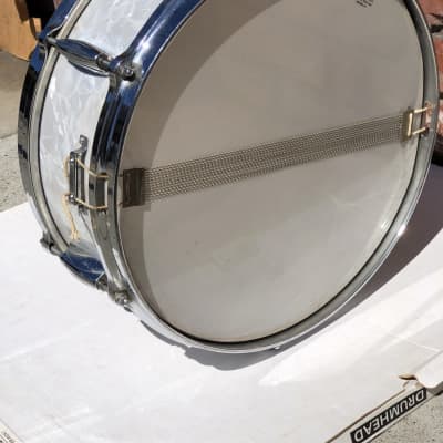 Killer Sounding Gretsch Round Badge Snare Drum, Case & Stand 1950-1969 - White Marine Pearl image 17