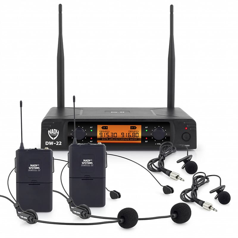 Nady DW-22 LT-HM Dual Digital Wireless System w/Two Lapel Microphones + Two Headset Microphones image 1