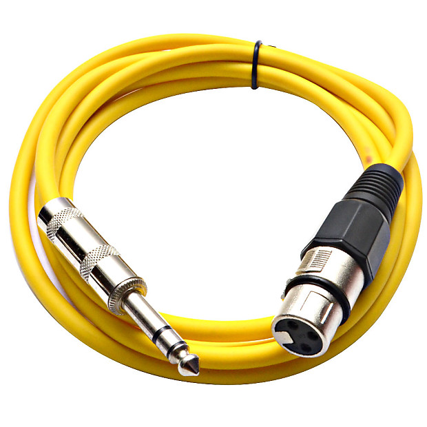 Seismic Audio SATRXL-F6YELLOW XLR Female to 1/4" TRS Male Patch Cable - 6' image 1